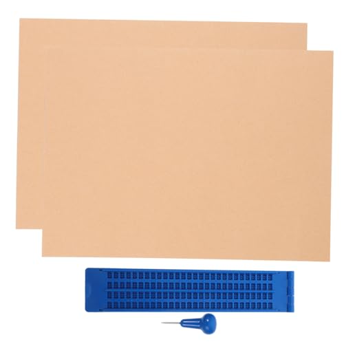 KALLORY 1 Satz Braille-tafel Braille-Stift Brailletafel Und Stift Blindenschrift-schiefertafel-Set Braille-schreibtafel Whiteboard Trocken Abwischbar Braille-schreibpapier Plastik Blue von KALLORY