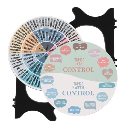 KALLORY 2St Raddiagramm für psychische Gesundheit Stimmungsrad Gefühle-Emotionsdiagramm Gefühlsrad Dekoration Psychische Gesundheit Dekoration Emotionsrad Schreibtischdekorationen Holz von KALLORY