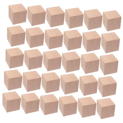 KALLORY 30 Stück Block Puzzles Zum Herstellen Von Würfeln Lernspiel Spielzeug Unfertige Leere Holzwürfel Unfertige Holzwürfel Quadratische Holzwürfel Bauholzwürfel Kinderspielzeug von KALLORY