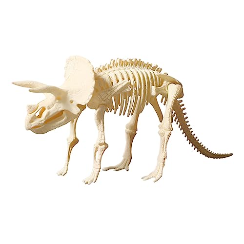 KALLORY 3St Triceratops Skelett Dinosaurier-Simulationsmodell Lernspielzeug für Kinder Dinosaurier-Montagespielzeug selbst zusammengebautes Modell Triceratops-Skelettspielzeug Abs Beige von KALLORY