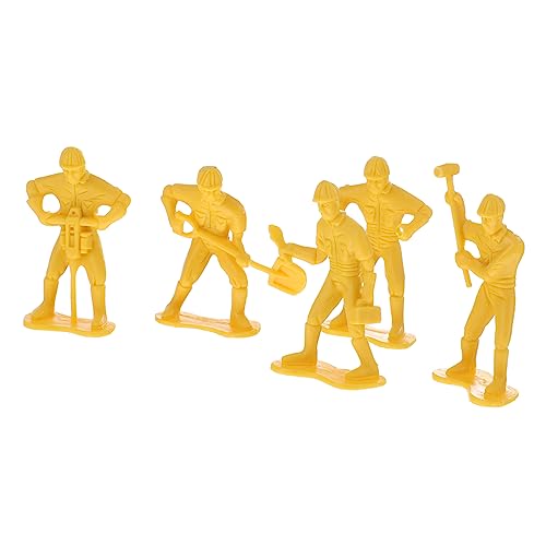 KALLORY 45St Mikro-Landschaftsverzierung Miniaturszenenfiguren Modell eines Notfallreparaturteams Spielzeug für Kinder kinderspielzeug Modellbausatz Ingenieur-Männer-Modell Plastik Yellow von KALLORY