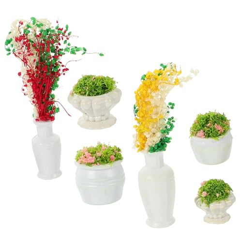 KALLORY 6St Mini-Pflanzvase Miniaturpflanzen Landschaft DIY Blumendekor grünes kunstpflanzen Set kunstpflanze Set dekorative Modellblume Mini-Landschaftspflanzenmodell Plastik von KALLORY