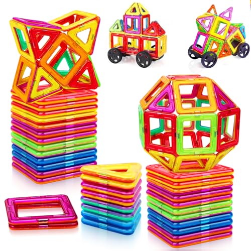 Magnetische Bausteine 48PCS Kinder Magnetbausteine Spielzeug ab 3 4 5 6 Jahre alte Mädchen Junge, Magnetspiel Lernspiele Kinderspielzeug für Kinder im Alter von 3-6, Weihnachten Geburtstagsgeschenke von KALOISYHE