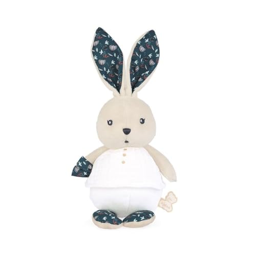 KALOO - K'Doux - Kleine Püppchen Hase Nature - Weiß und blau - Mulltuch-Material - Plüsch - 20 cm - Ab Geburt, K969954 von KALOO