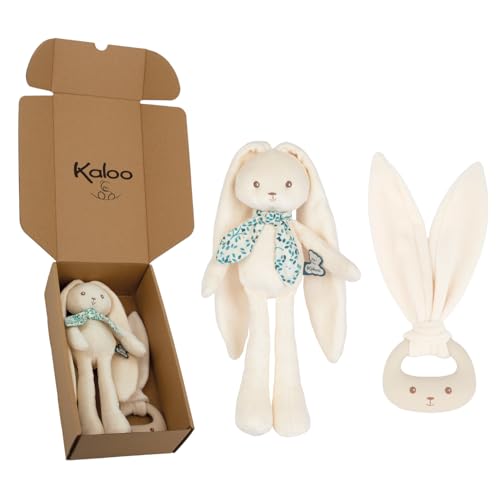 Kaloo - Baby Geschenkset zur Geburt - 2 Stück: Schmusetuch Kaninchen 25 cm + Silikon-Beißring - Lapinoo - Cremefarben - ab Geburt - K390041 Kaloo - Baby Geschenkset zur Geburt - 2 Stück: Schmusetuch Kaninchen 25 cm + Silikon-Beißring - Lapinoo - Cremefarben - ab Geburt - K390041 von KALOO