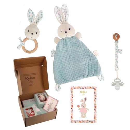 Kaloo - Baby Geschenkset zur Geburt - 3-teilig: Schmusetuch Hase 22 cm + Rassel + Schnullerhalter - Hübscher Taubendruck - ab der Geburt - K390042 Kaloo - Baby Geschenkset zur Geburt - 3-teilig: Schmusetuch Hase 22 cm + Rassel + Schnullerhalter - Hübscher Taubendruck - ab der Geburt - K390042 von KALOO