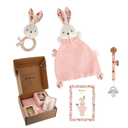 Kaloo - Baby Geschenkset zur Geburt - 3-teilig: Schmusetuch Hase 22 cm + Rassel + Schnullerhalter - Schöner Mohnblumen-Druck - ab der Geburt - K390043 Kaloo - Baby Geschenkset zur Geburt - 3-teilig: Schmusetuch Hase 22 cm + Rassel + Schnullerhalter - Schöner Mohnblumen-Druck - ab der Geburt - K390043 von KALOO
