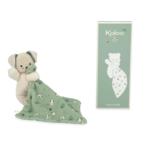 Kaloo - Weiches Stoffquadrat - Kuscheltier Hund grün - Plüschtier Baby - Quadratisch 18 x 18 cm Grün - Umweltverträgliches Material - FSC-Geschenkbox - Ab Geburt, K226001 von KALOO