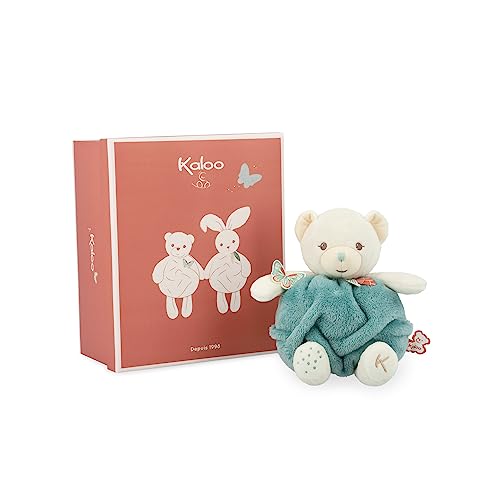 KALOO - Feder – Liebesblase grüner Bär – Teddybär sehr weich 23 cm – kleines Baby-Plüschtier – entwickelt die Haptik – schöne Geschenkbox personalisierbar – ab der Geburt, K214000 von KALOO