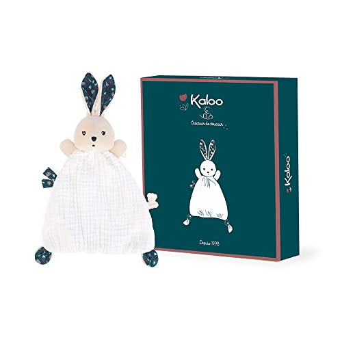 KALOO - K'Doux - Doudou Hase Nature - Weiß und Blau - Mulltuch-Material - 20 cm - Ab Geburt, K969950 von KALOO