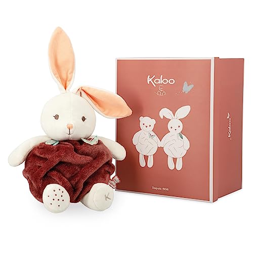 KALOO - Plume - Kokon der Liebe Zimtfarbener Hase Ultra-weicher Plüschhase 30 cm - Großes Baby-Kuscheltier - Entwickelt den Tastsinn - Hübsche Personalisierbare Geschenkbox - Ab Geburt, K214003, Rost von KALOO