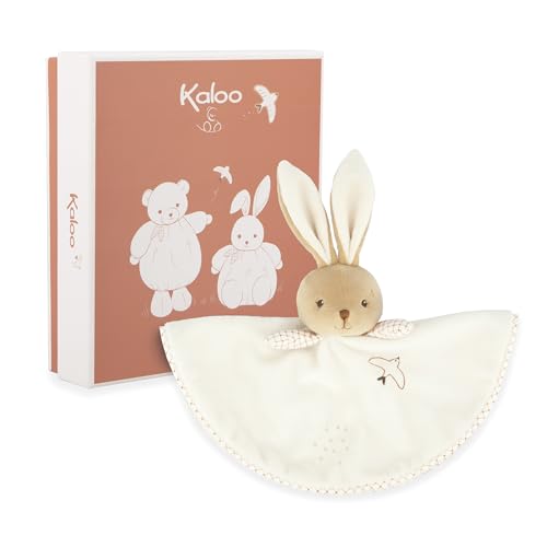 KALOO - Rundes Schmusetuch in Hasenform - Creme - Vichy-Stil - Größe 24 cm - Weiches und Flauschiges Plüsch für Babys - Zärtlicher Begleiter ab der Geburt Geburt - K214019 von KALOO