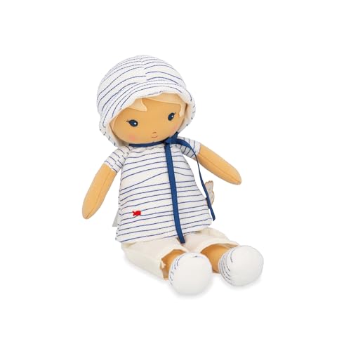 KALOO - Tendresse - Meine Erste Stoffpuppe Eli - 32 cm Große Puppe - Matrosenstil - Hübsche Geschenkbox - Personalisierbares Band - Ab Geburt, K200013 von KALOO