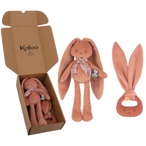 Kaloo - Baby Geschenkset zur Geburt - 2 Stück: Schmusetuch Kaninchen 25 cm + Silikon-Beißring - Lapinoo - Farbe Terracotta - ab Geburt - K390040 Kaloo - Baby Geschenkset zur Geburt - 2 Stück: Schmusetuch Kaninchen 25 cm + Silikon-Beißring - Lapinoo - Farbe Terracotta - ab Geburt - K390040 von KALOO