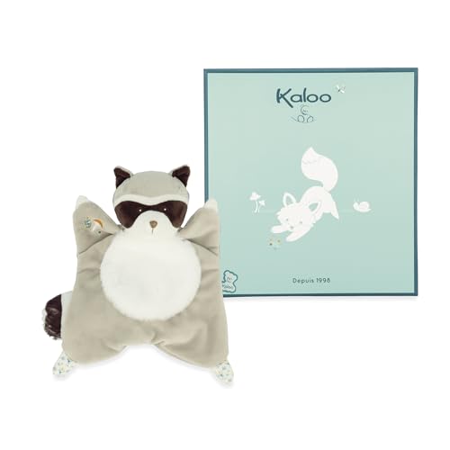 Kaloo - Fripons - Quadratisches Plüschtier Waschbär Gaston - Flauschiges und Ultra-Weiches Kuscheltier - 24 cm - Ab Geburt, K205001 von KALOO