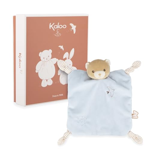 Kaloo - Schmusetuch Hase Blau 24cm - Flaches Baby-Schmusetuch Ultraweich - Extraweiches Flanellfell - Schleifen mit Schnullerfunktion - Kuscheliger und pädagogischer Begleiter ab der Geburt - K2140013 von KALOO