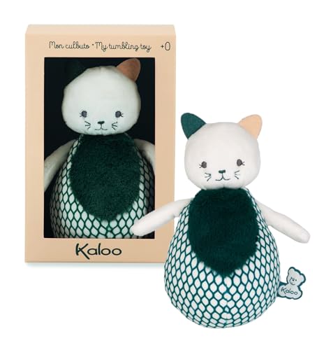 KALOO - Stimuli - Meine Kleine Stehauf-Plüschkatze - Babyspielzeug Motorik und Handhabung - Hören und Fühlen - 16 cm - ab Geburt, K971604 von KALOO