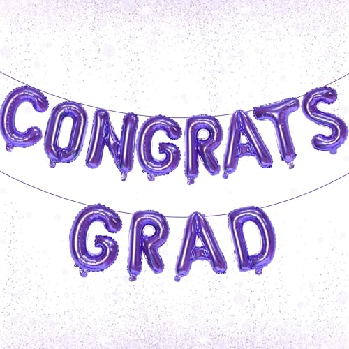 KALOR 40,6 cm lila Congrats Grad Banner Luftballons, lila Congrats Grad Buchstaben Schild, Abschlussdekorationen 2025 für Congrats Grad Party Dekorationen 2025 von KALOR