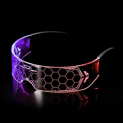 KAMEUN LED Brille für Party, Leuchtbrille Leuchtende Visor Glasses, Cyberpunk LED Brille für Rave Brille, Party Brille mit Licht, Party Accessoires von KAMEUN