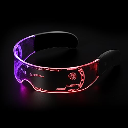 KAMEUN LED Brille für Party, Leuchtbrille Leuchtende Visor Glasses, Cyberpunk LED Brille für Rave Brille, Party Brille mit Licht, Party Accessoires von KAMEUN