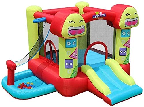 Yngg Aufblasbare Burg und Rutsche für Kinder, Aufblasbare Trampolinrutsche für den Außenbereich, Kleines Trampolin für den Innenbereich, Familien-Vergnügungspark, Rot, 290 288 183 cm, A von KANBUN