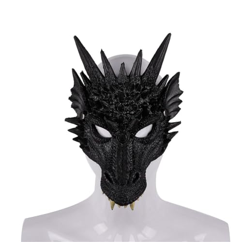 KANDEMY 3D Cosplay Drachenkopf Mask Halloween Kopf Gesichtsbedeckung Für Erwachsene und Teenager Drachen Kostüm Zubehör von KANDEMY