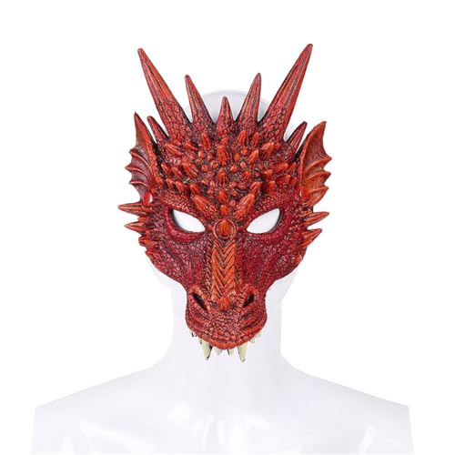 KANDEMY 3D Cosplay Drachenkopf Mask Halloween Kopf Gesichtsbedeckung Für Erwachsene und Teenager Drachen Kostüm Zubehör von KANDEMY