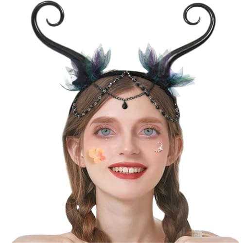 KANDEMY Gothic Schwarzes Horn Halloween Kostüm für Männer Frauen Widder Schaf Horn Stirnband Hoop Cosplay Teufelshorn Kopfbedeckung Haarband von KANDEMY