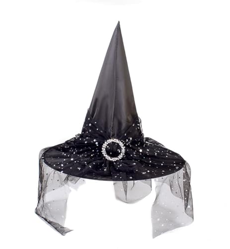 KANDEMY Halloween Hexenhut Kinder Zauberhut Netz mit kleinen Spinnen Hexen Deko für Erwachsene Kinder Cosplay Party Zubehör Geschenk Hexenkostüm von KANDEMY