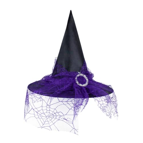 KANDEMY Halloween Hexenhut Kinder Zauberhut Netz mit kleinen Spinnen Hexen Deko für Erwachsene Kinder Cosplay Party Zubehör Geschenk Hexenkostüm von KANDEMY