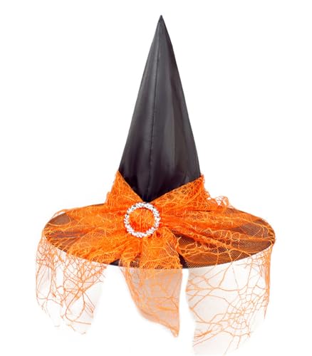 KANDEMY Halloween Hexenhut Kinder Zauberhut Netz mit kleinen Spinnen Hexen Deko für Erwachsene Kinder Cosplay Party Zubehör Geschenk Hexenkostüm von KANDEMY