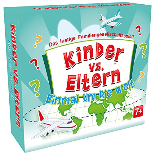 Kinder vs Eltern Spiel Einmal um die Welt Brettspiele ab 7 Jahre Gesellschaftsspiele Lernspiele Kinderspiele Familienquiz Kinder und Erwachsene Quiz Spiel Partyspiel | 52 Karten | 208 Fragen von KANGUR