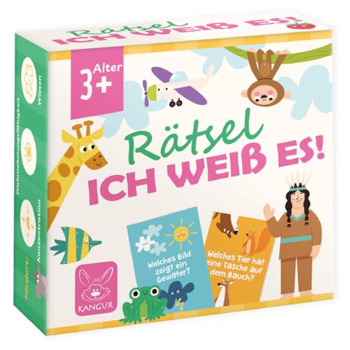 Ich Weiß es Rätselspiel für Kinder ab 3 Jahren 36 Karten mit 72 Bilderrätseln Lernspiel zur Förderung von Sprache Logischem Denken und Wahrnehmung für Vorschule und Kindergarten Ich Weiß es Rätselspiel für Kinder ab 3 Jahren 36 Karten mit 72 Bilderrätseln Lernspiel zur Förderung von Sprache Logischem Denken und Wahrnehmung für Vorschule und Kindergarten von KANGUR