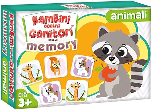 KANGUR Tier-Speicherkarten für Kinder ab 3 Jahren Lernspiel für die kognitive Entwicklung Gedächtnisspiel Lernspiele Tiermotive | 24 Karten | Kinder gegen Eltern Memory Tiere von KANGUR