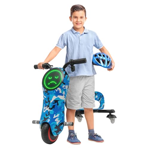 Elektro Kinder Drifting Scooter Drift Trike 3 Geschwindigkeitsstufen 360 Grad mit Bluetooth und LED-Anzeige Beleuchtung 180W 70min Reichweite Drift Dreirad Verstellbare Karosserie für Spielplätzen von KAPIPALA