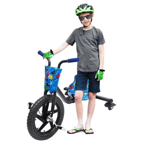 Kinderdreirad Driftmodus Dreirad mit Pedalen und Universelle Räder 4 Verstellbare Längen Rennsport-Stil Sitze Geeignet mit Coolen Lichtern Max. Tragfähigkeit 80kg für Vergnügungsparks Parks Schulen von KAPIPALA