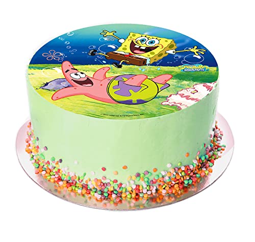 Kardasis Spongebob Tortenaufleger | Essbarer Aufleger für Torten und Kuchen | Tortendekoration für den Spongebob Themengeburtstag | 20cm von KARDASIS