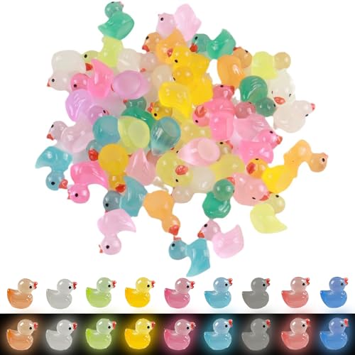 100 Stück Luminous Mini Resin Ducks, Mini leuchtende Enten, kleine leuchtende Enten, Mini-Enten zum Basteln, Mini-Enten, kleine Ente aus Harz, für Garten, Landschaft von KARELLS