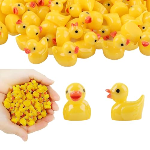 100 Stück Mini Enten Harz,Mini Enten,Mini Enten Figuren,Miniatur Enten,kleine Enten,Gelb Mini Duck Figuren,Mini Ducks Harz,Mini Harzente Ente,Landschaft Figuren Ornament Garten Dollhouse Dekoration von KARELLS