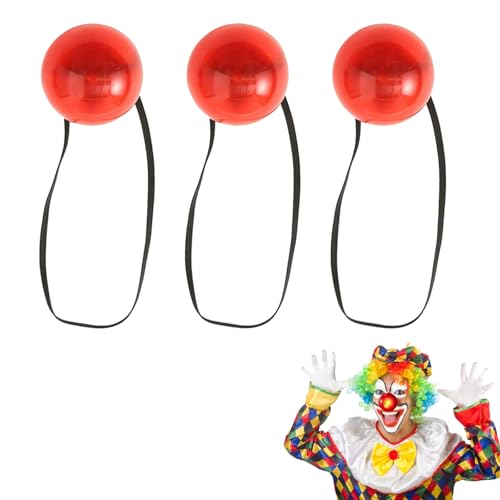 Clownsnasen,Blinkende Rote Nase,3 PCS Beleuchtete Clownsnase,Weihnachts-Clownsnase mit Gummiband,Leuchtende Rote Nase,Leuchten Clownsnase,Glühende Rote Nase,LED Rote Nase,Blinkende Clown Nase von KARELLS