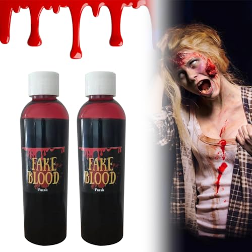 Halloween Kunstblut, Kunstblut für Kleidung, 2 x 60ml Halloween Fake Blut Make up, Fake Blood, Abwaschbar und Sicher Fake Blut Zombies Vampire Monster Halloween Cosplay, für Halloween Vampir Blut von KARELLS