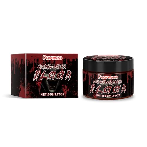 Halloween Kunstblut,50g Geronnenes Blutplasma Realistisch,Geronnenes Blutplasma,Fake Blood,Flüssig Kunstblut,Abwaschbar und Sicher für Zombies,Vampire,Monster,Halloween Cosplay von KARELLS