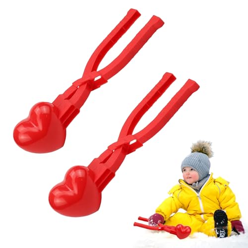 Herz Schneeball Maker,2 Stück Schneeball-Clip，Herz Schneeballzange,Schneeball-Spielzeug,Schneeball Zange,Winter Schneeball Form Spielzeug,für Kinder im Freien Spielen Schnee,Schneeball-Kämpfe Aktivitä von KARELLS