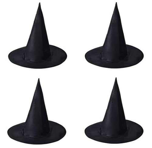 Hexenhut,Halloween Hexenhüte,4 Stuck Schwarz Hexenhut,Hexenhüte Kostüm Zubehör,Zauberer Hut deko,Hexenhut Kinder,Hexenhut Damen Set,Hexen Hut,Hexen Zubehör,für Cosplay,Halloween,Festival Verkleidung von KARELLS