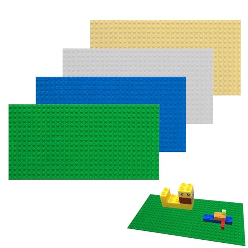 KARELLS 4 Stück Platten-Set, Bauplatte Kompatibel mit Meisten Marken, Platten-Set Bauplatte, Classic Bausteine Grundplatte, 32 x 16 cm, Konstruktionsspielzeug für Kinder, Kreatives Lernspielzeug von KARELLS