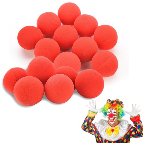 KARELLS Rot Clown Nase,Clown Nase,Rote Clownnasen,Clownsnasen aus Schaumstoff,Rot Schwamm Nasen,Falsche Nasen In Rot,Cosplay Nasen,für Fasching,Karneval,16 Stück von KARELLS