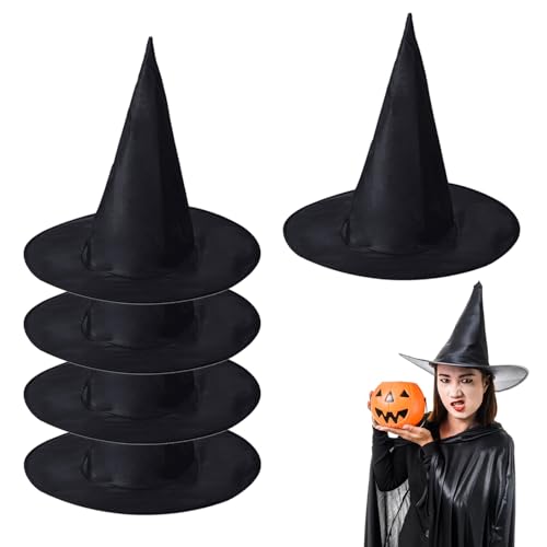 KARELLS Schwarzer Hexenhut, Halloween, Hexenhut, 38 cm Durchmesser, Halloween-Kinder-Kostüm, Hexenhut, 5 Stück KARELLS Schwarzer Hexenhut, Halloween, Hexenhut, 38 cm Durchmesser, Halloween-Kinder-Kostüm, Hexenhut, 5 Stück von KARELLS
