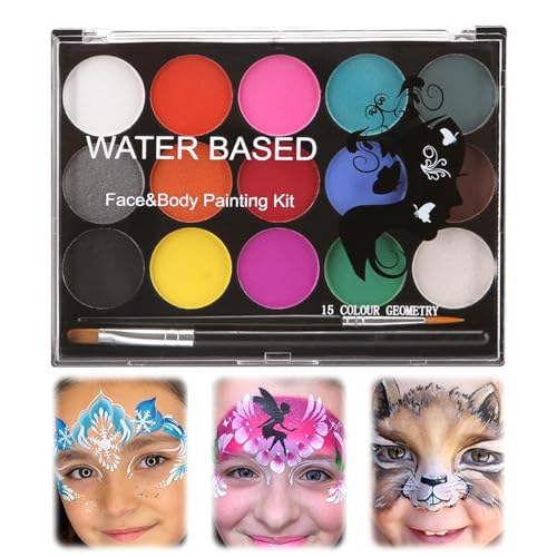 Kinderschminke Set, Halloween Kinderschminke Set, Gesichtsfarbe Kinderschminken, 15 Farben Kinderschminken Set, Waschbar Face Paint Bodypaint Schminkset, für Halloween Weihnachten Schminke Fasching von KARELLS