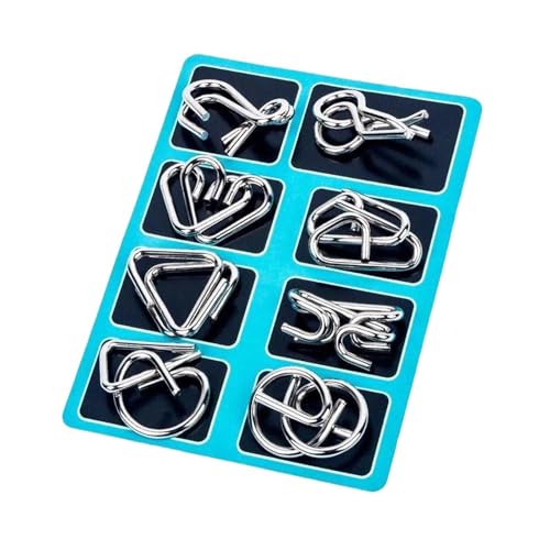 Knobelspiele Set,8 Stück Metall Knobelspiele,Metalldraht Puzzle,Mini Knobelspiele Metall,Metallpuzzle,Metallknobellei Set,Denkaufgabe IQ Test,IQ Spiele,3D Brainteaser Puzzle von KARELLS