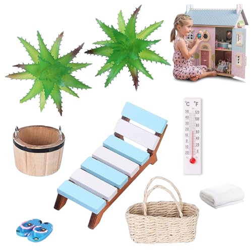 Miniatur Deko Sauna Zubehör,Liegestuhl Deko,Geldgeschenk,Wellness Spa Kosmetik für Geldgeschenk Gutschein,Geburtstag Wellness Gutschein,Wochenende Sauna Geld verschenken Geschenkidee/Deko,9 Teile von KARELLS